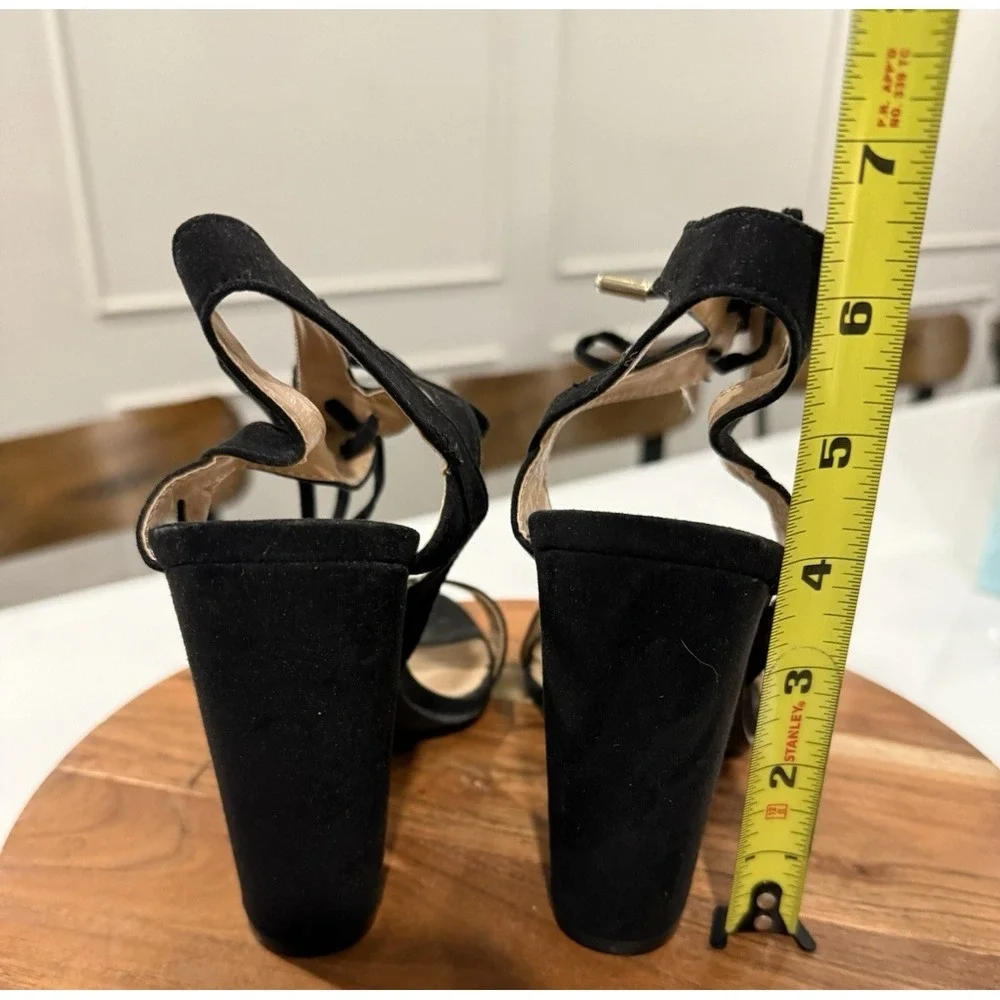 Charlotte Russe Jennie Black Suede Lace Up 4 inch Block Heels Size 7